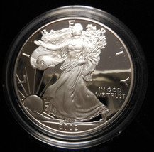 2002-W Proof Silver American Eagle 1 oz coin w/box &amp; COA - 1 OUNCE - £66.86 GBP