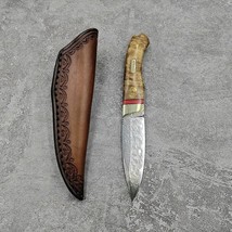 Full Tang Handmade VG10 Damascus Steel Fixed Blade Knife Survival Hunting Sheat - £64.29 GBP