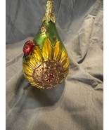 Robert Stanley Sunflower Ladybug Glass Christmas Ornament Hand Painted - €35,86 EUR