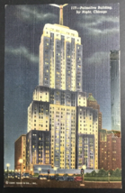 Vintage 1940s Palmolive Building by Night Chicago IL Linen Postcard Illinois - £6.77 GBP