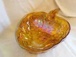 10&quot; Amber Marigold Indiana Carnival Glass Grape Serving Bowl - £4.00 GBP