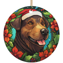 Funny Doberman Pinscher Dog Stained Glass Wreath Christmas Ornament Gift... - £11.83 GBP