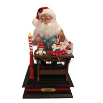 Vtg Holiday Scene Santa&#39;s Toy Workshop Lighted Musical Christmas Decor 12&quot; READ - £18.58 GBP