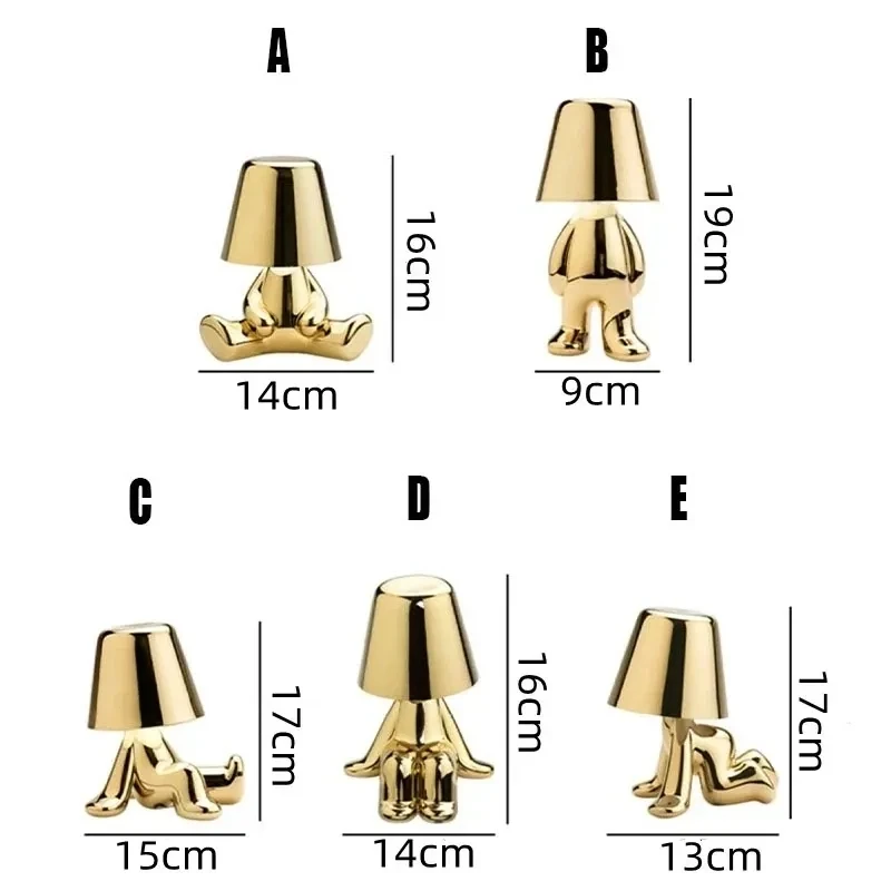 Little Golden Man Table Lamp Bedroom Touch Bedside Atmosphere Night ligh... - $51.38+