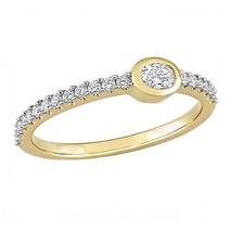 0.45CT Rund Künstlicher Diamant Solitaire Versprechen Ring Gelbgold Versilbert - £152.50 GBP