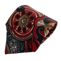 Men&#39;s Red Paisley Necktie Italian 100% Silk Tie Floral 3.75&quot; Wide 57&quot; Hand Made - £24.77 GBP