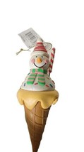 Christmas Tree Ornament Snowman Ice Cream Cone Holiday Decor - $14.69