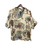 Pacific Blue Hawaiian Mens Shirt XXL Thatch Hut Surf Boards Palm Trees A... - $17.61 CAD