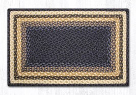 Earth Rugs RC-79 Lt. Blue Dk. Blue Mustard Oblong Braided Rug 20&quot; x 30&quot; - £38.94 GBP
