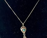 Running Bear Navajo 925 Sterling Silver Bear Paw Turquoise Feather Penda... - $78.99