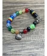 Handmade Beaded Rainbow Octopus Halloween Pumpkin Bracelet KG JD - $7.91