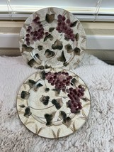 Set of 2 Oneida Veneta Hand Painted Beige Purple Grapes Salad Plates 8.25 - $13.85