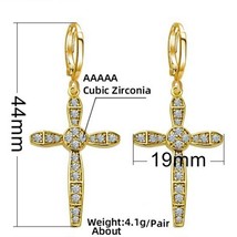 Yunkingdom Original Hot Cross Gold Long Earrings Crystal Drop Earrings for Women - £6.86 GBP