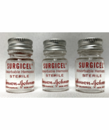 3 Vintage Johnson &amp; Johnson Surgical Absorbable Hemostat Mini Glass Bott... - €17,96 EUR