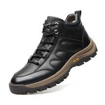 Men Adult Warm Snow Boots Soft Bottom  Winter Short Boots Outside Casual Leather - £74.28 GBP