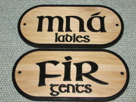 Ladies &amp; Gents Mna Fir, Wood Men Women Restroom Bathroom Signs Irish - £18.44 GBP