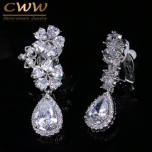 CWWZircons Elegant Flower Shape Bridal Wedding Jewelry Cubic Zirconia Crystal Cl - £16.05 GBP