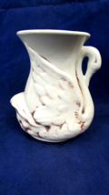 Red Wing USA #257 Art Pottery Ceramic 6 1/2” White Swan Vase 1929  ***AS IS*** - £51.43 GBP