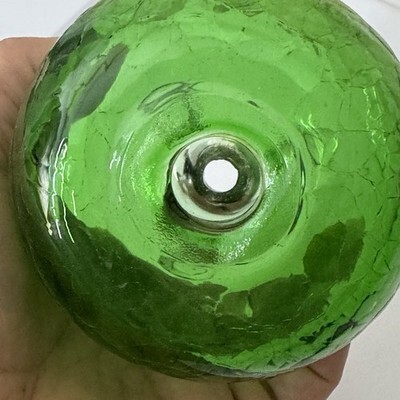 Plow & Hearth Indoor Green Crackle Glass Footed Fruit Fly Trap Art Glass Item image 11