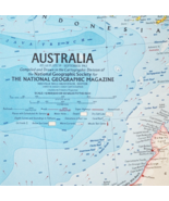1963 Australia Continent Map National Geographic Antique 24.75 x 19&quot; F13H - $549.13 MXN