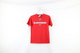 Vintage Reebok Boys Small Faded Spell Out Chicago Blackhawks Hockey T-Shirt Red - £15.49 GBP