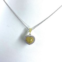 0.76 Ct Heart Art Deco Diamond Love Pendant Necklace 14k White Gold - £1,819.34 GBP