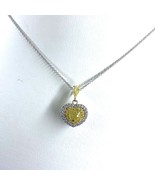 0.76 Ct Heart Art Deco Diamond Love Pendant Necklace 14k White Gold - £1,798.41 GBP