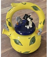 Noah’s Ark Pottery (1 Of A Kind) Yellow Teapot Cat With Mice 9.25” Tall - €21,45 EUR