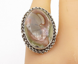 925 Sterling Silver - Multi-Color Agate Chain Border Cocktail Ring Sz 8 - RG7758 - £33.23 GBP