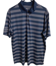 Nike Dri Fit Golf  Polo Shirt Mens Size L Navy Blue White Stripe Embroid... - $11.34