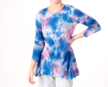 LOGO by Lori Goldstein Tie-Dye Cotton Slub Woven Hem Top - Lilac Chiffon... - $19.79