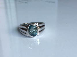 AAA quality bluish green 5.25 carat natural aquamarine men ring in 925 sterling  - £243.80 GBP