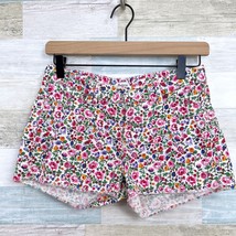 Madewell Summer Floral Cut Off Denim Shorts White Pink Mid Rise Womens 25 - £18.91 GBP