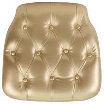 Elegant Gold Tufted Vinyl Chiavari Chair Cushion for Comfort and Style - $62.74
