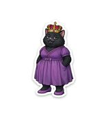 Fat Cat Queen Sticker Vinyl Decal Waterproof Casual Attire Cat Lover - $4.50+