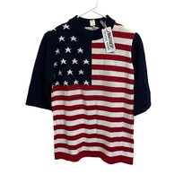 Navy Blue USA Flag Sweater Top Womens SM Patriotic 4th of July Lightweig... - £15.30 GBP