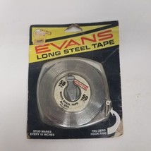 Vintage 50&#39; Evans Long Steel Tape, 16&quot; Stud Marks, New Old Stock Sealed  - £19.42 GBP