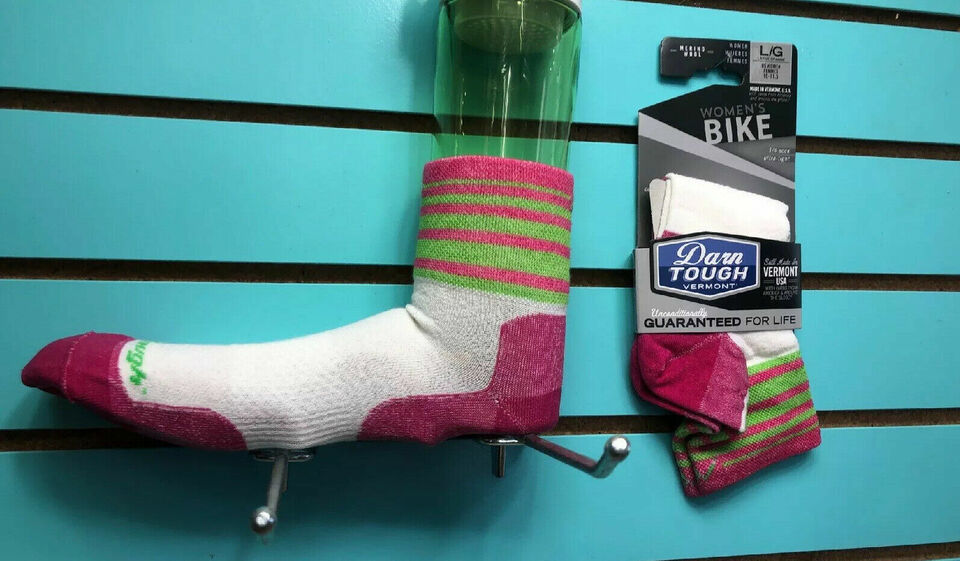 Darn Tough Vermont Women’s Bike Socks medium -White/Green/Pink Brand New !!