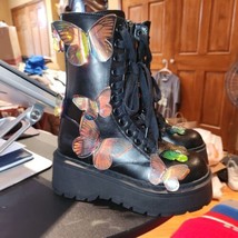NEW Dolls Kill Club Exx Terrarium Butterfly Combat Boots 3D Womens Size ... - £54.28 GBP