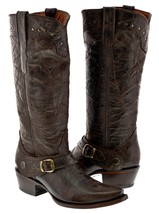 Womens Western Cowboy Boots Dark Brown Riding Cowgirl Boots Snip Toe - £86.05 GBP