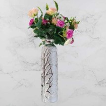 50cm Woodland Silver Art Vase Glass Flower Table Home Décor Ornament Dis... - £25.82 GBP