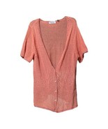 Vtg Classic Blues Wrangler Womens Salmon Short Sleeve Cardigan Sweater L... - $12.86