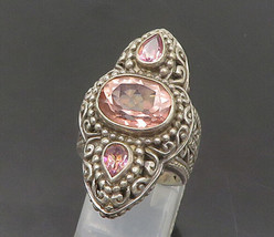 SARDA 925 Silver - Vintage Mystic Topaz Ornate Swirl Cocktail Ring Sz 5- RG19311 - £65.27 GBP