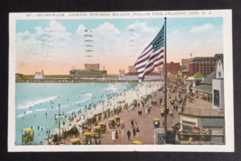 Million Dollar Pier Atlantic City Crowded Boardwalk Flag NJ Postcard c1930s - £4.57 GBP