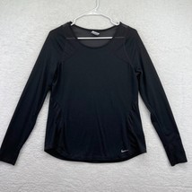 Nike Womens Athletic Shirt Size Medium Black Pullover Mesh Long Sleeve D... - £11.86 GBP