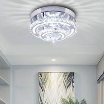 Cxgleaming Modern Crystal Ceiling Lamps 2-Tiers Led Semi Flush Mount Chandelier - £40.84 GBP