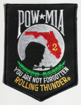 POW &amp; MIA You Are Not Forgotten Rolling Thunder FL USA Embroidered 4&quot;h Patch NEW - £7.82 GBP