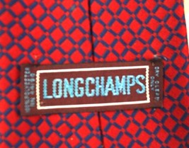 Longchamps  Mens Vintage Necktie Polyester Red Blue Geometric 1970s 4.5&quot;... - $25.56