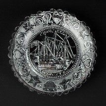 Lacy Flint Glass Chancellor Livingston Ship Cup Plate LR 628, Antique c1... - £23.53 GBP