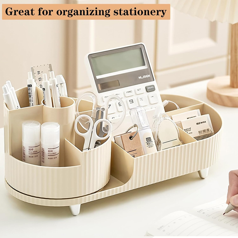 360° Rotating Vanity Makeup Organizer with Brush Holder, Large Spinning Cosmetic Item image 5